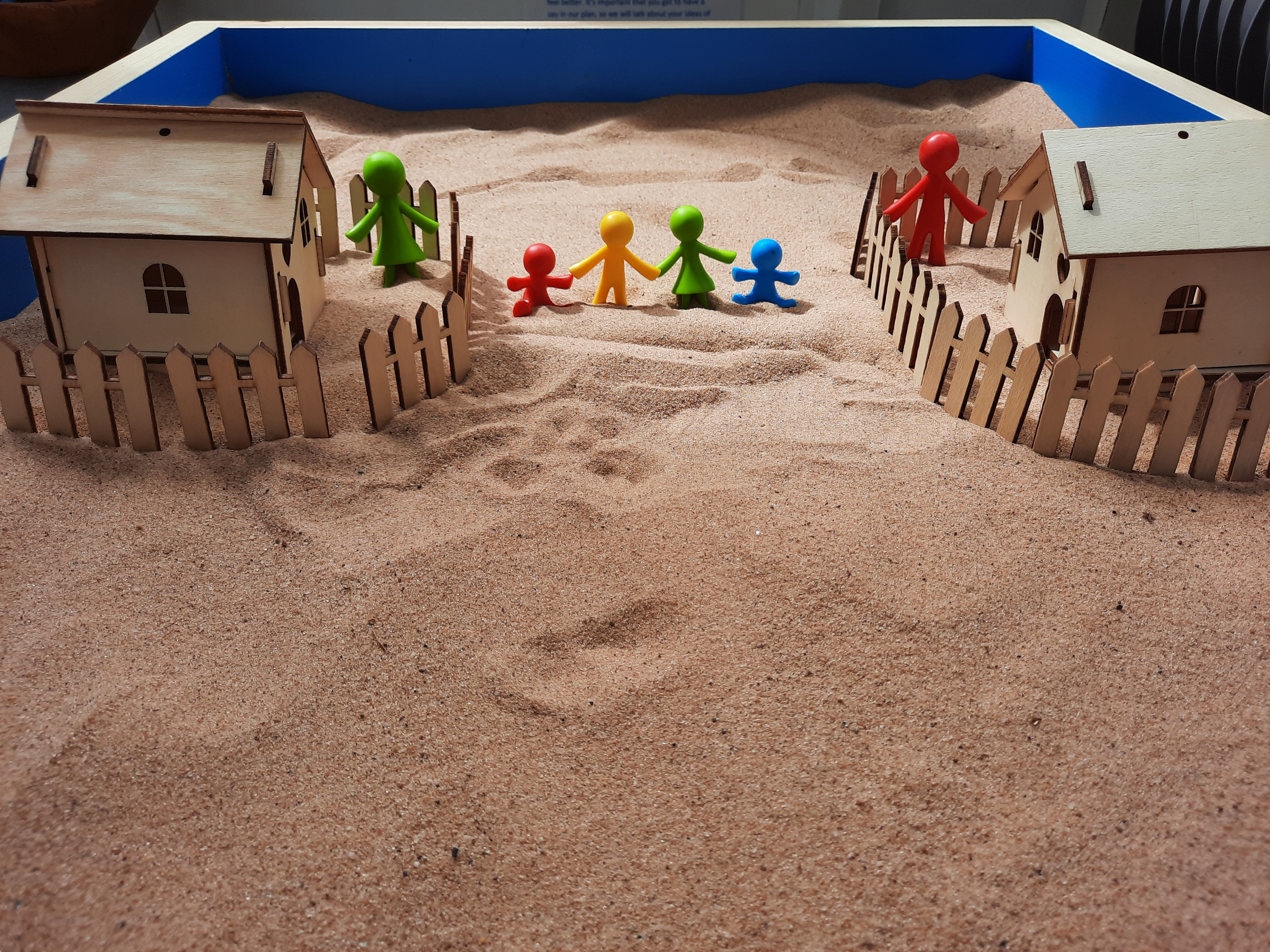 children's therapy sand tray Family in sand tray